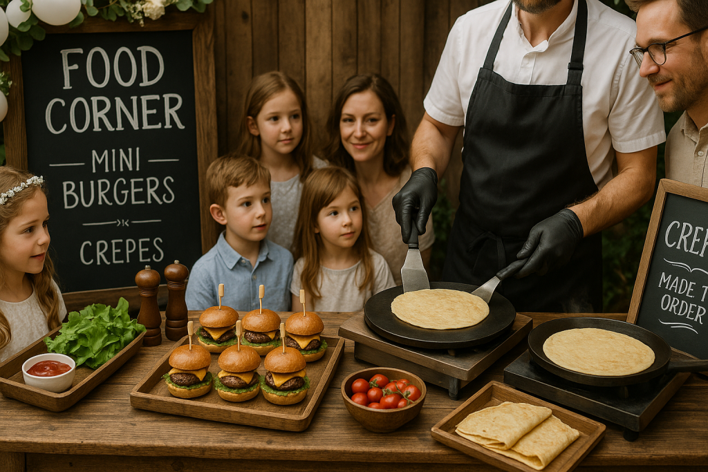 estaciones de comida en vivo para comunión infantil

