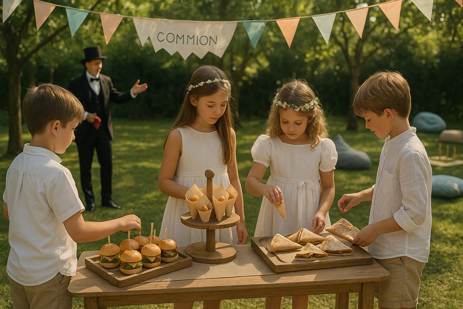 comunión divertida con juegos y comida creativa para niños
