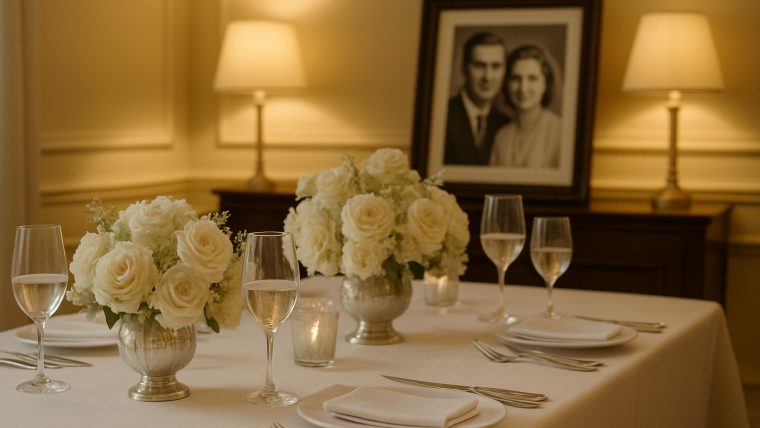celebración elegante de bodas de platino con decoración íntima y catering personalizado