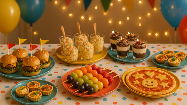 mesa con recetas caseras fáciles para fiesta temática en casa