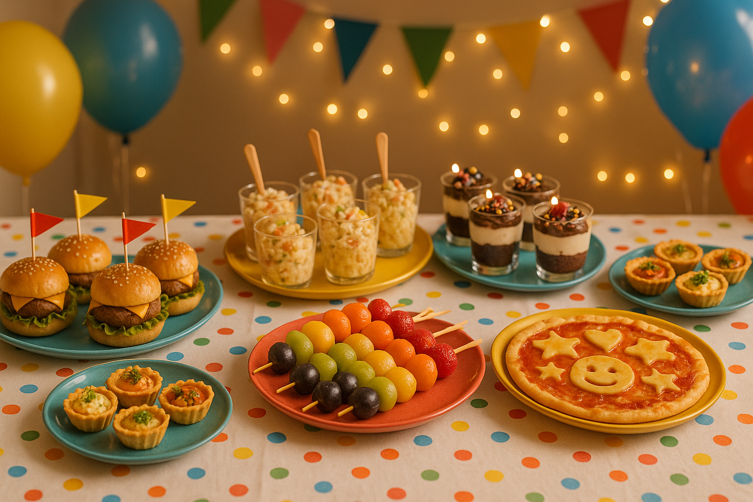 mesa con recetas caseras fáciles para fiesta temática en casa